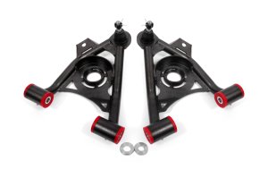 Ford Mustang Control Arms - Lower - BMR Suspension - Non-Adj, Standard Ball Joint, Spring Pocket - Black Hammertone - `94-`04